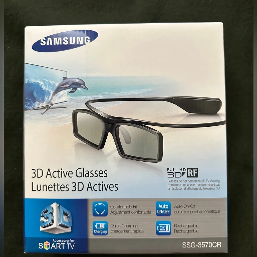 NWT Samsung 3D Glasses SSG-5100GB w/Battery for Samsung LED Smart TV Set of 2